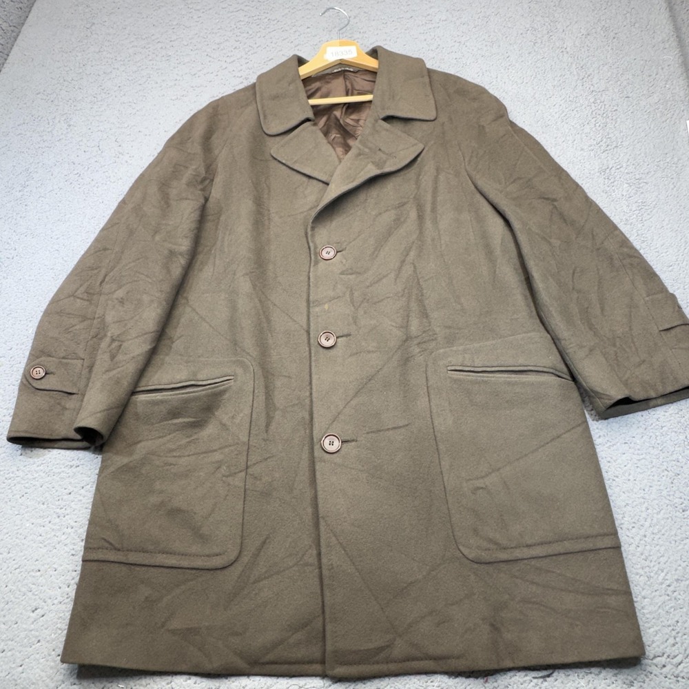Canali Cashmere Coat Mens 46 Brown Car Jacket Overcoat Patch Pocket Trench Italy